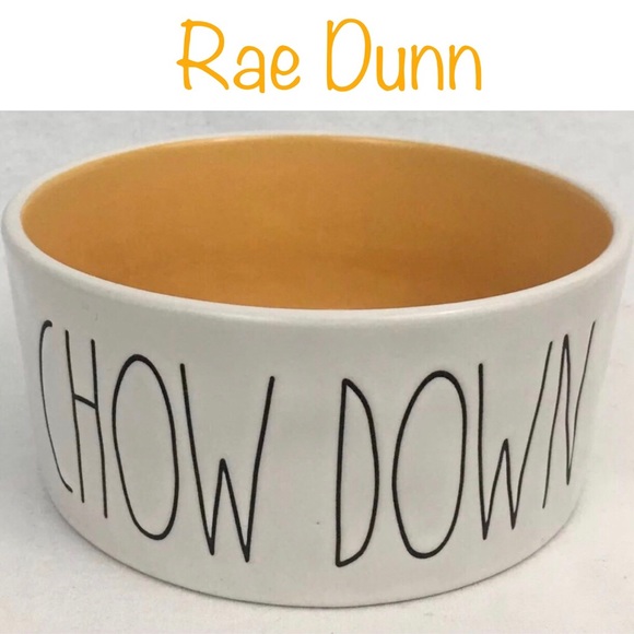Rae Dunn Large Dog Dish Chow Down Pet Bowl Orange Interior 6” New RARE COLOR - Picture 14 of 14